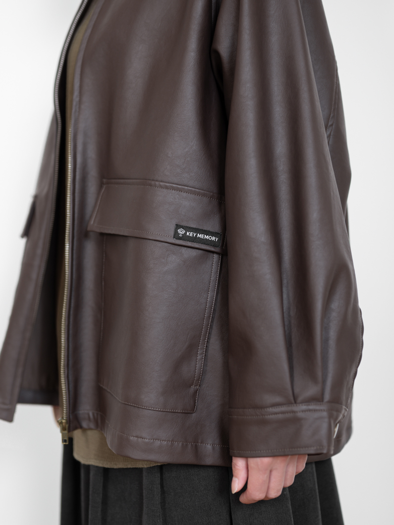 レザージャケット襟付き | ダークブラウン - KEY MEMORY鎌倉