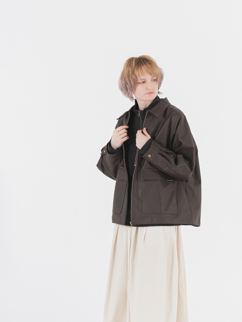 レザージャケット襟付き | ダークブラウン - KEY MEMORY鎌倉