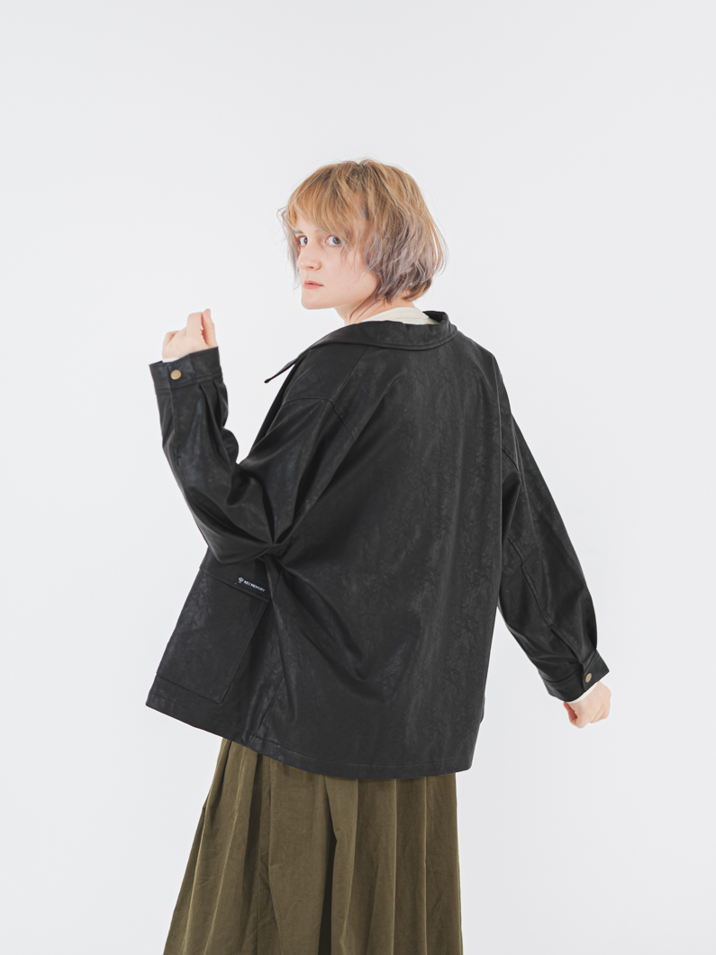 レザージャケット襟付き | ブラック KEY MEMORY鎌倉ファッションブランド
