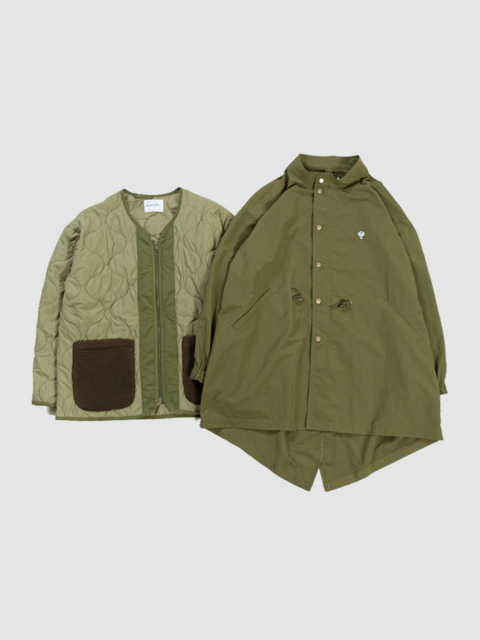 キルティングジャケット＆モッズコートセット | ブラック - KEY MEMORY