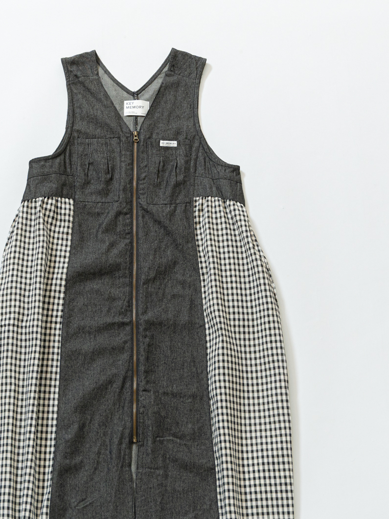 デニムチェック切替ワンピース | キーメモリー｜鎌倉ファッションブランド