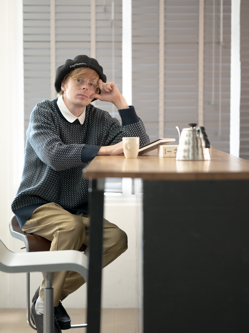 バーズアイニット NAVY | ユニセックスニット - KEY MEMORY鎌倉