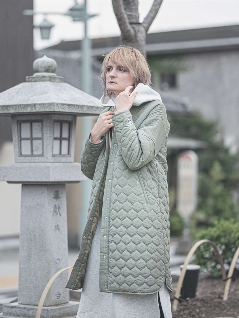 キルトロングコート | GREEN - KEY MEMORY鎌倉ファッションブランド
