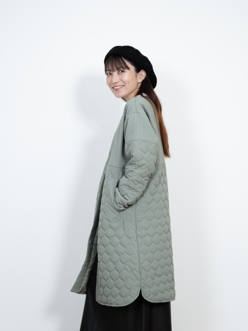 キルトロングコート | GREEN - KEY MEMORY鎌倉ファッションブランド