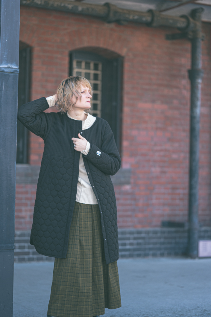 KEY MEMORY ブラック ロングコート キルティングロングコート BLACK | レディースアウター - KEY MEMORY鎌倉