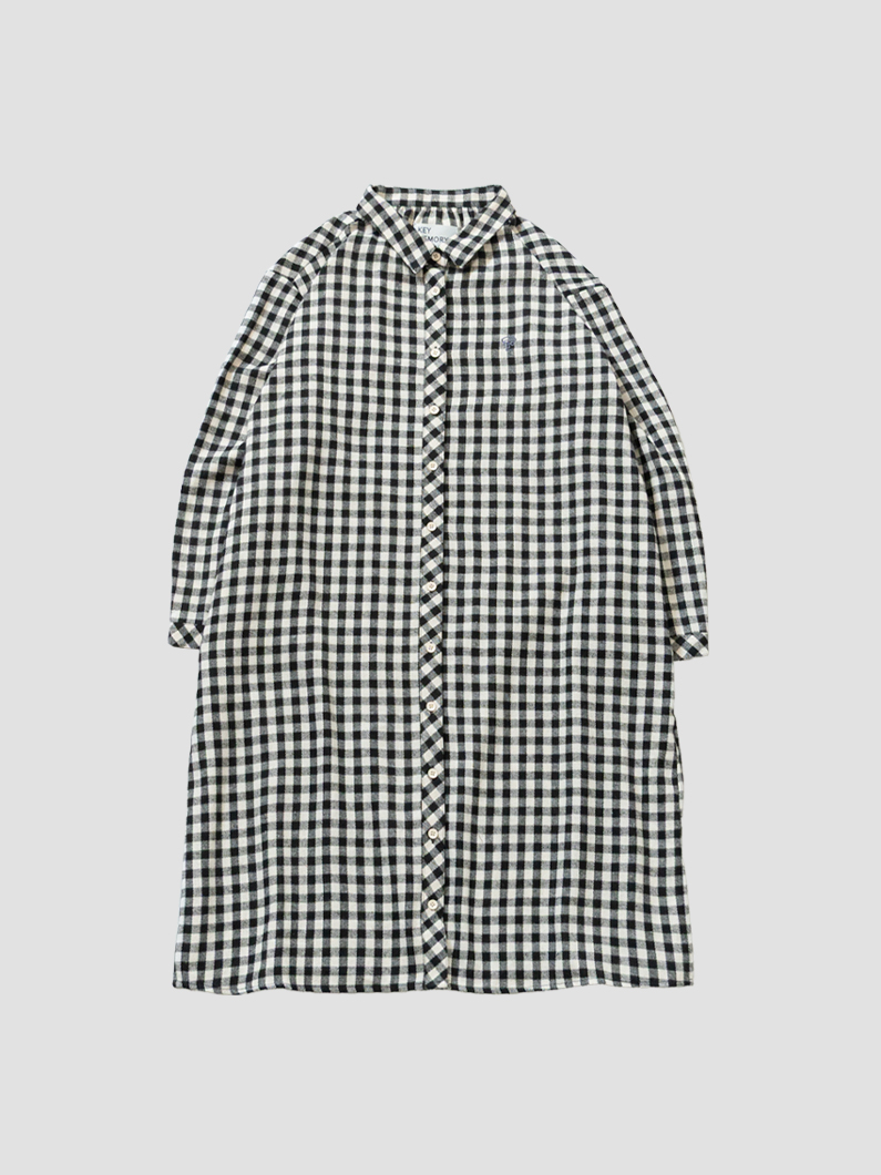 フランネルシャツワンピース ネイビーチェック | KEYMEMORY