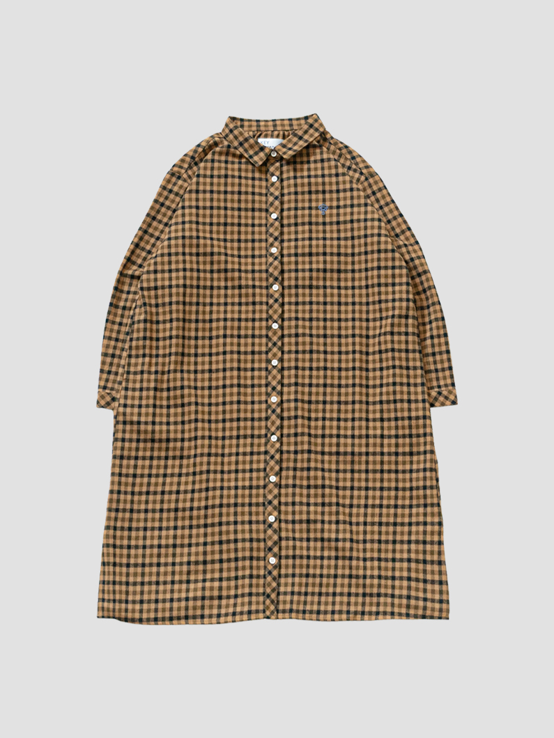 フランネルシャツワンピース ネイビーチェック | KEYMEMORY