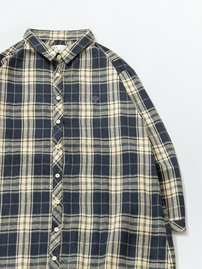 フランネルシャツワンピース ネイビーチェック | KEYMEMORY