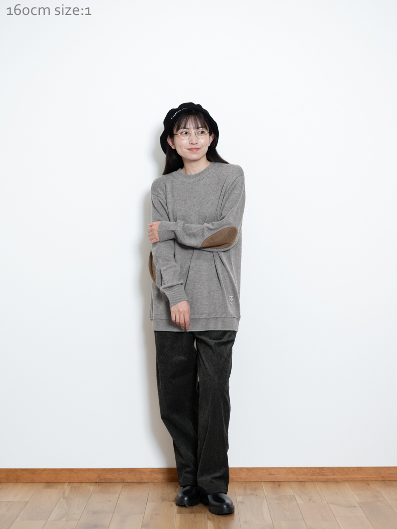 エルボーパッチニット グレー | キーメモリー｜鎌倉ファッションブランド