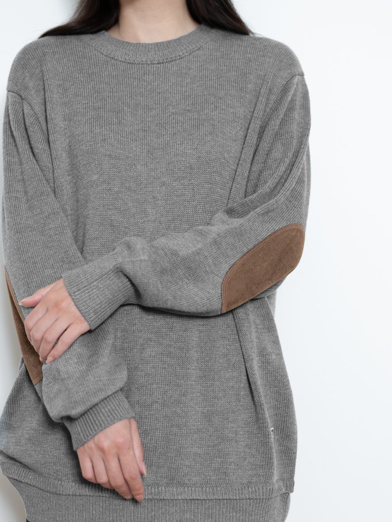 エルボーパッチニット グレー | キーメモリー｜鎌倉ファッションブランド