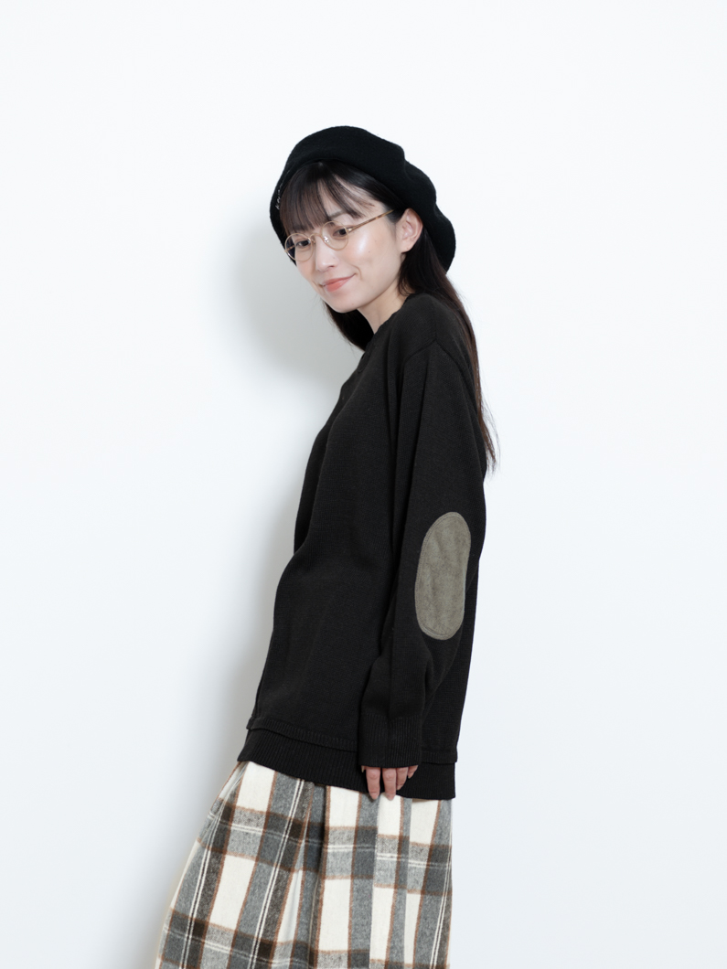 エルボーパッチ ニット BLACK | KEYMEMORY｜鎌倉ファッションブランド