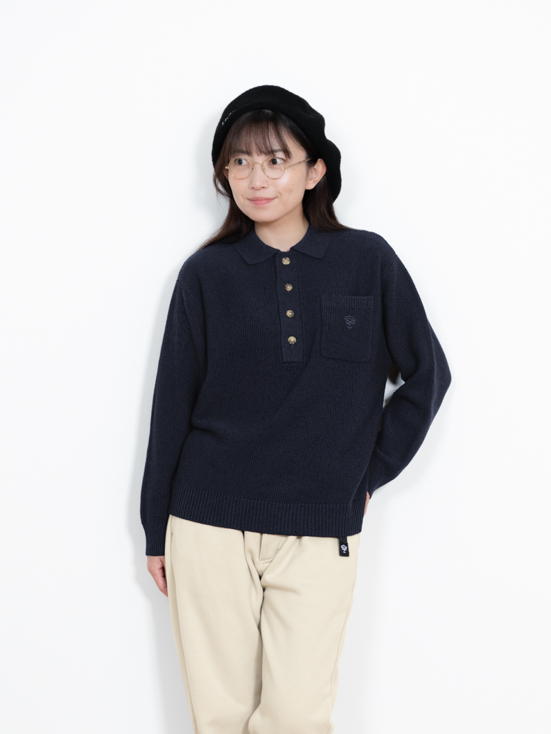 ニットポロシャツ NAVY | ユニセックスポロ - KEY MEMORY鎌倉