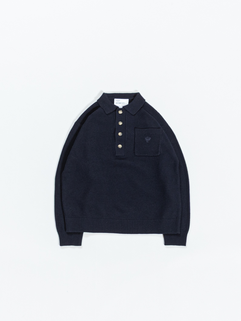 ニットポロシャツ NAVY | ユニセックスポロ - KEY MEMORY鎌倉