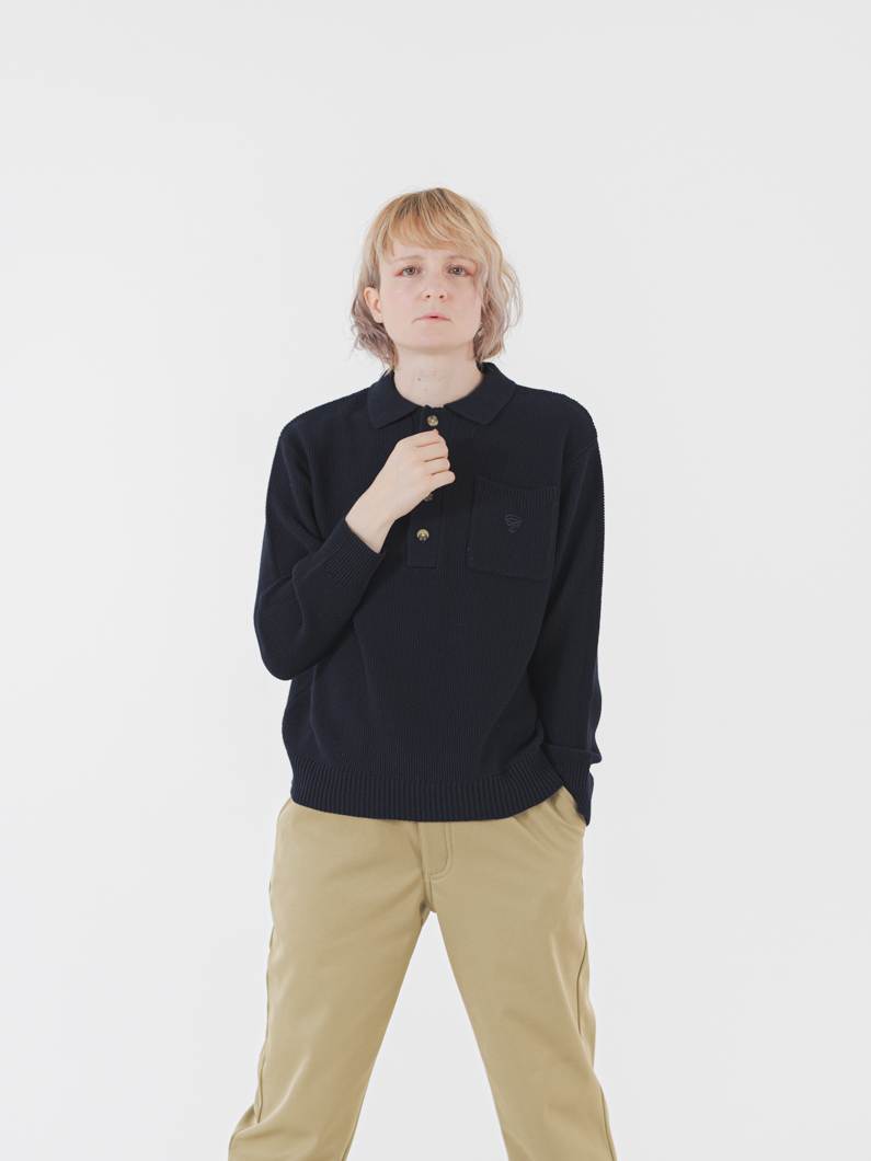 ニットポロシャツ NAVY | ユニセックスポロ - KEY MEMORY鎌倉