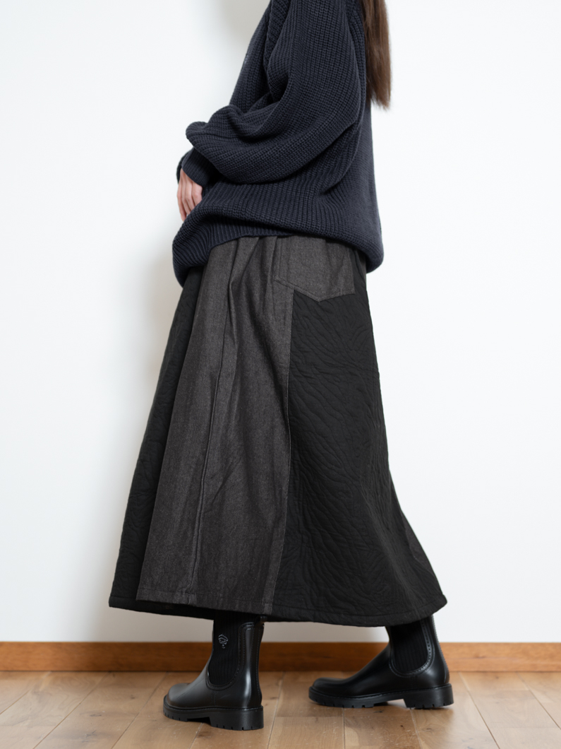 キルティングデニムスカート| BLACK - KEY MEMORY Online Shop｜鎌倉