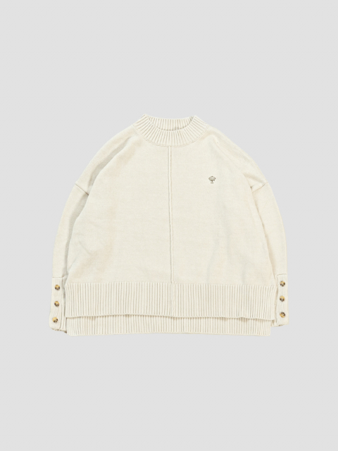 Highneck button knit NATURAL