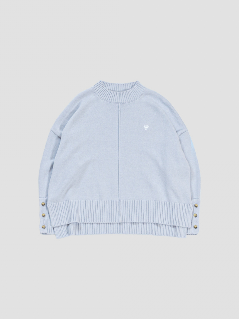 Highneck button knit BLUE