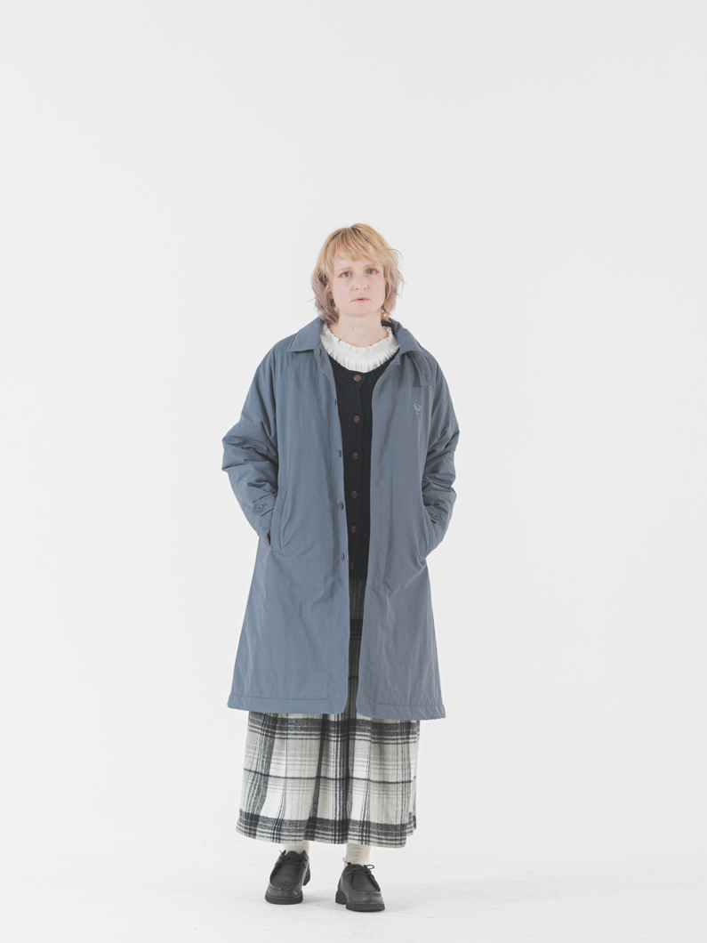 中綿ステンカラーコート | ブルーグレー キーメモリー鎌倉ファッション