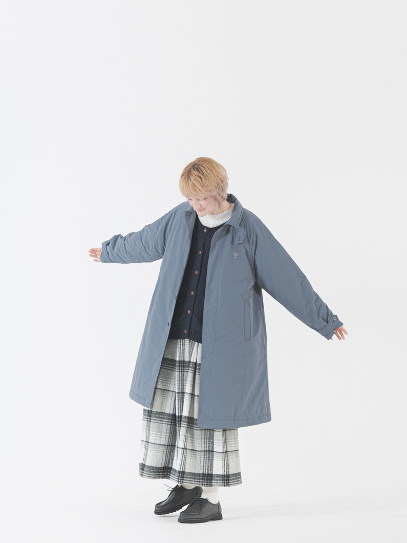 中綿ステンカラーコート | ブルーグレー キーメモリー鎌倉ファッション