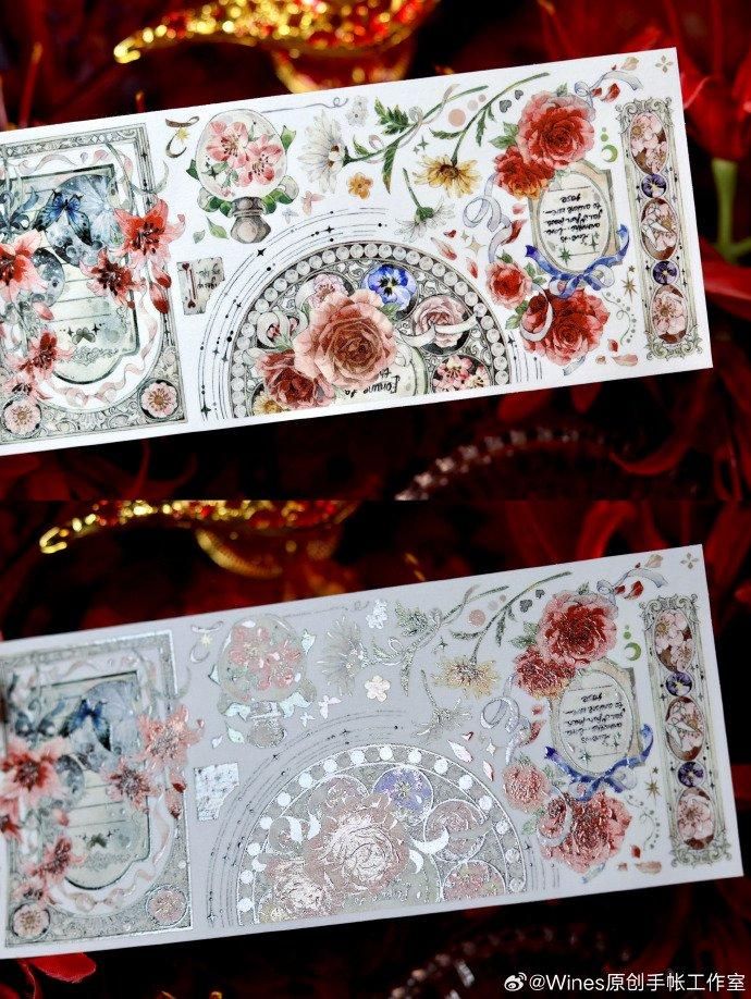 ⑤♡海外マステ♡ 朝夕手帐工作室 さん 白山茶和红玫瑰（