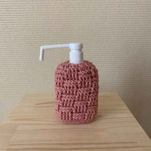 ☆手編み ティッシュカバー ☆スプレー ピンク ☆手編み ティッシュカバー ☆スプレー ピンク