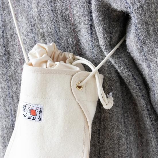 TENDER Co.533 ELEPHANT EAR POUCH（ECRU WOOL TENNIS BALL