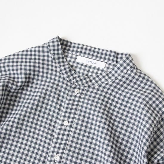 miiThaaiiカディコットン アミタ ロングシャツ(NAVY CHECK miiThaaiiカディコットン アミタ ロングシャツ(NAVY CHECK