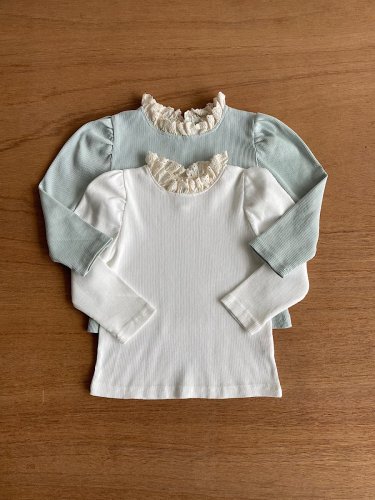 1579.frill collar puff tops(ivory / blue)