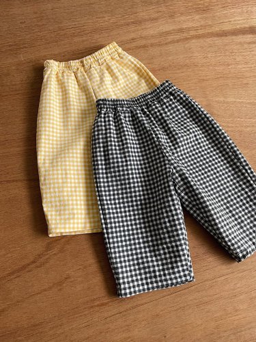 1603.stretch gingham check pants(yellow / black) 