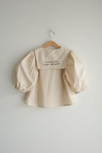 2128.embroidery sailor puff blouse(cream / blue)