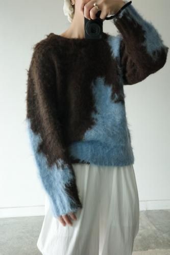 2326.ミックスヤーン ブロッキングニット(blue×brown)