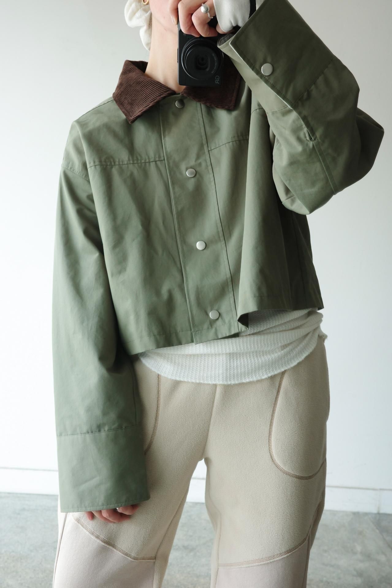 2364.コーデュロイ襟 クロップドジャケット(khaki) - MERCI CAMPA