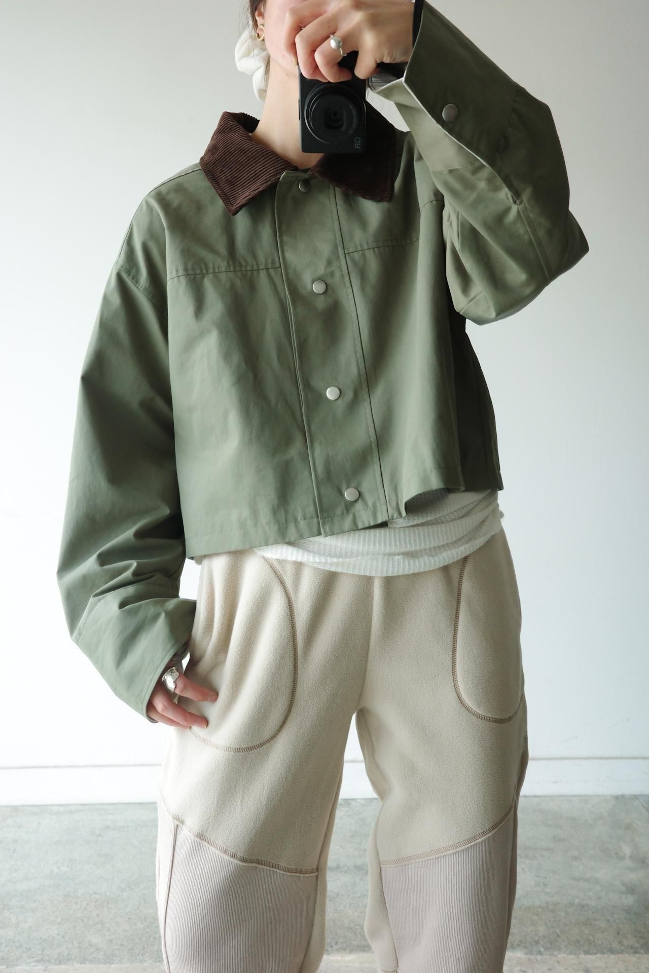 2364.コーデュロイ襟 クロップドジャケット(khaki) - MERCI CAMPA