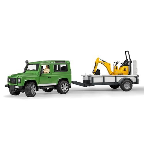 Land Rover Def.ワゴン & JCBショベル牽引セット（フィギュア