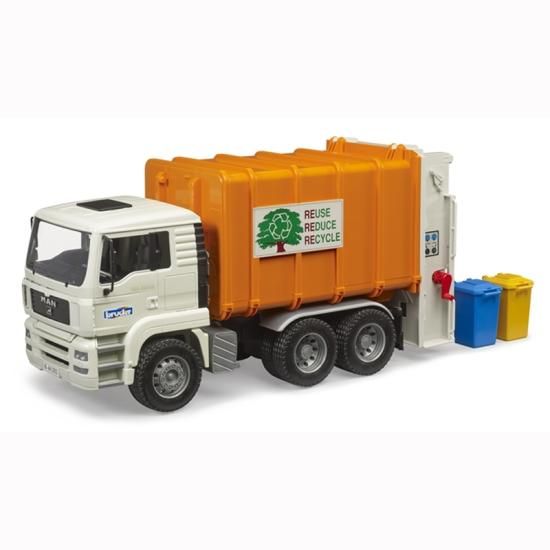 【激安通販 オンラインショップ】日用品 MAN ごみ収集車 ORANGE×WHITE | ブルーダー（bruder） - ジョブ ミニカー