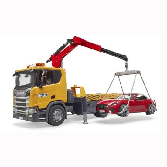 SCANIA レッカークレーン＆BRUDERロードスター（RED）（bruder