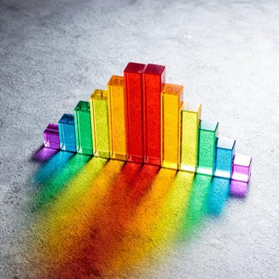 アクリル積み木 虹の階段セット12個（木製トレー付）(My little