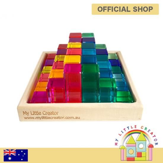 アクリル積み木 虹の山セット36個（木製トレー付）(My little creator
