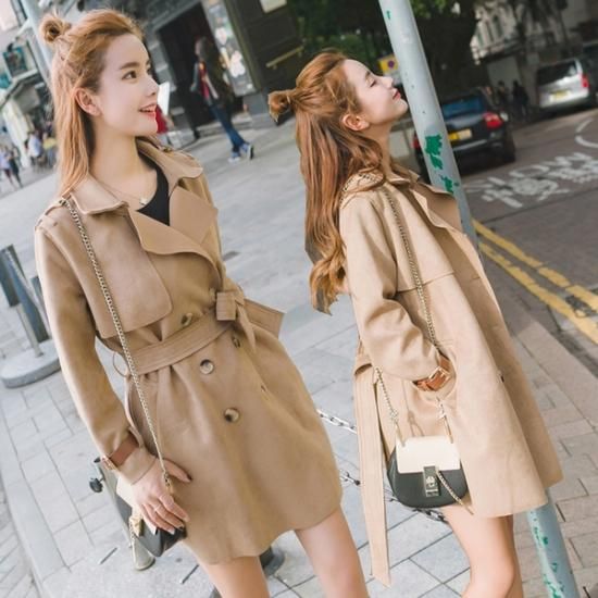 トレンチコート ミニ丈だから色んな服に合わせやすい ショート丈コート 韓国セレクトショップ通販レディースmarron マロン