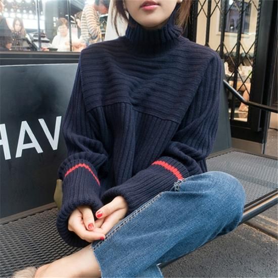 ハイネックニット 織り目違いがオシャレ ゆったりニット 韓国セレクトショップ通販レディースmarron マロン ハイネックニット 織り目違いがオシャレ ゆったりニット 韓国セレクトショップ通販レディースmarron マロン