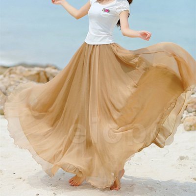 ウエストゴム????お気に入りの美しくシアーなふんわりスカート モノトーン