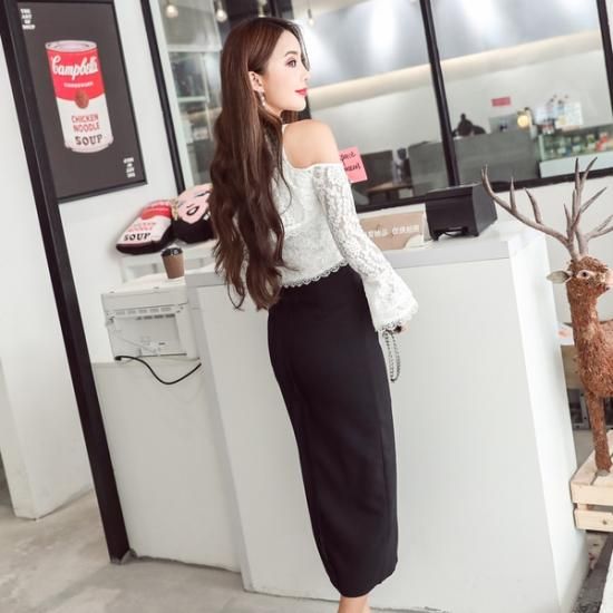 トップス ブラウス オフショルダー胸元シースルーでセクシー上品 韓国セレクトショップ通販レディースmarron マロン トップス ブラウス オフショルダー胸元シースルーでセクシー上品 韓国セレクトショップ通販レディースmarron マロン