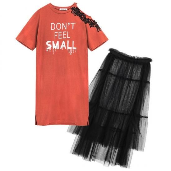 ワンピース 肩チラ見せのロングtシャツワンピにシースルー なチュールスカートが付いた個性的な可愛いセットワンピ 韓国セレクトショップ通販レディースmarron マロン ワンピース 肩チラ見せのロングtシャツワンピにシースルー なチュールスカートが付いた個性的な可愛いセットワンピ 韓国セレクトショップ通販レディースmarron マロン