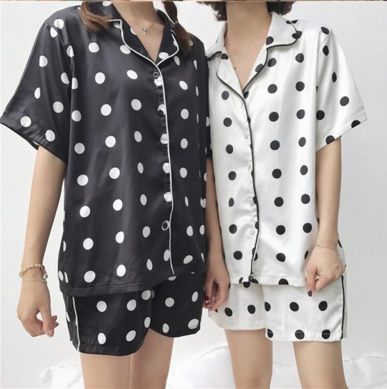 パジャマ ドット柄で双子コーデもイケる 写真のようにトップスにしても可愛い韓国パジャマ 韓国ファッション通販レディースmarron マロン