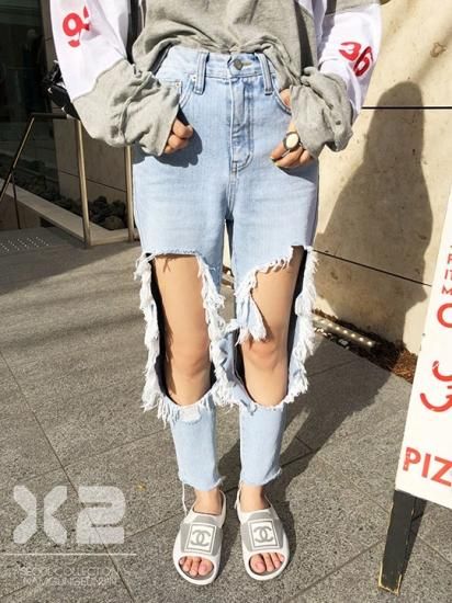 韓国ブランド X2 韓国ルート正規品 大胆ダメージデニム 韓国ファッション通販レディースmarron マロン 韓国ブランド X2 韓国ルート正規品 大胆ダメージデニム 韓国ファッション通販レディースmarron マロン