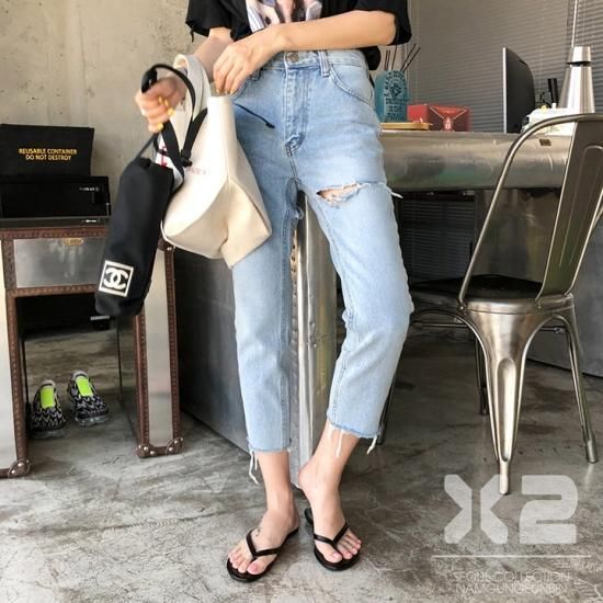 韓国ブランド X2 韓国ルート正規品 カットオフ前後ダメージデニム 韓国ファッション通販レディースmarron マロン 韓国ブランド X2 韓国ルート正規品 カットオフ前後ダメージデニム 韓国ファッション通販レディースmarron マロン