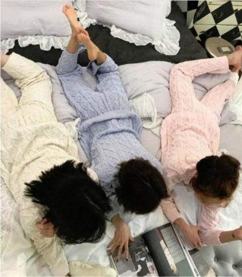ルームウェア パジャマパーティー 双子コーデにケーブルニットパジャマ 韓国 ワンピース ドレス 通販レディースmarron マロン