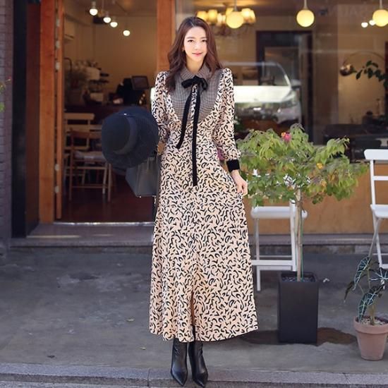 ワンピース ガーリーレオパードでとっても可愛いロングワンピース 韓国 ワンピース ドレス 通販レディースmarron マロン ワンピース ガーリーレオパードでとっても可愛いロングワンピース 韓国 ワンピース ドレス 通販レディースmarron マロン