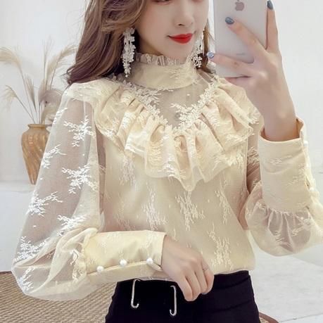韓国ブラウス トップス お嬢様なフリルと花柄可愛い 韓国 ワンピース ドレス 通販レディースmarron マロン