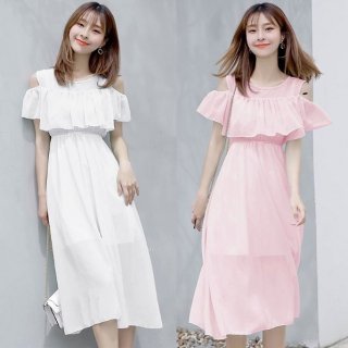 韓国ワンピース❤韓国ドレス　デザイン可愛い無地シンプルなドレスワンピ